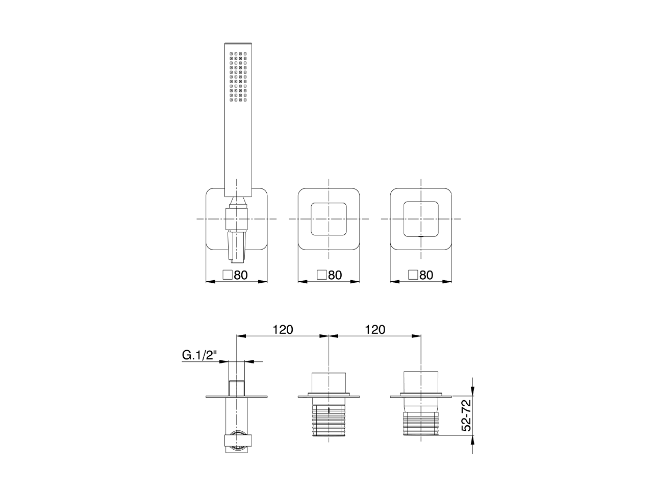 Parte esterna monocomando doccia incasso ARTE AURA_U30G8100 - v1