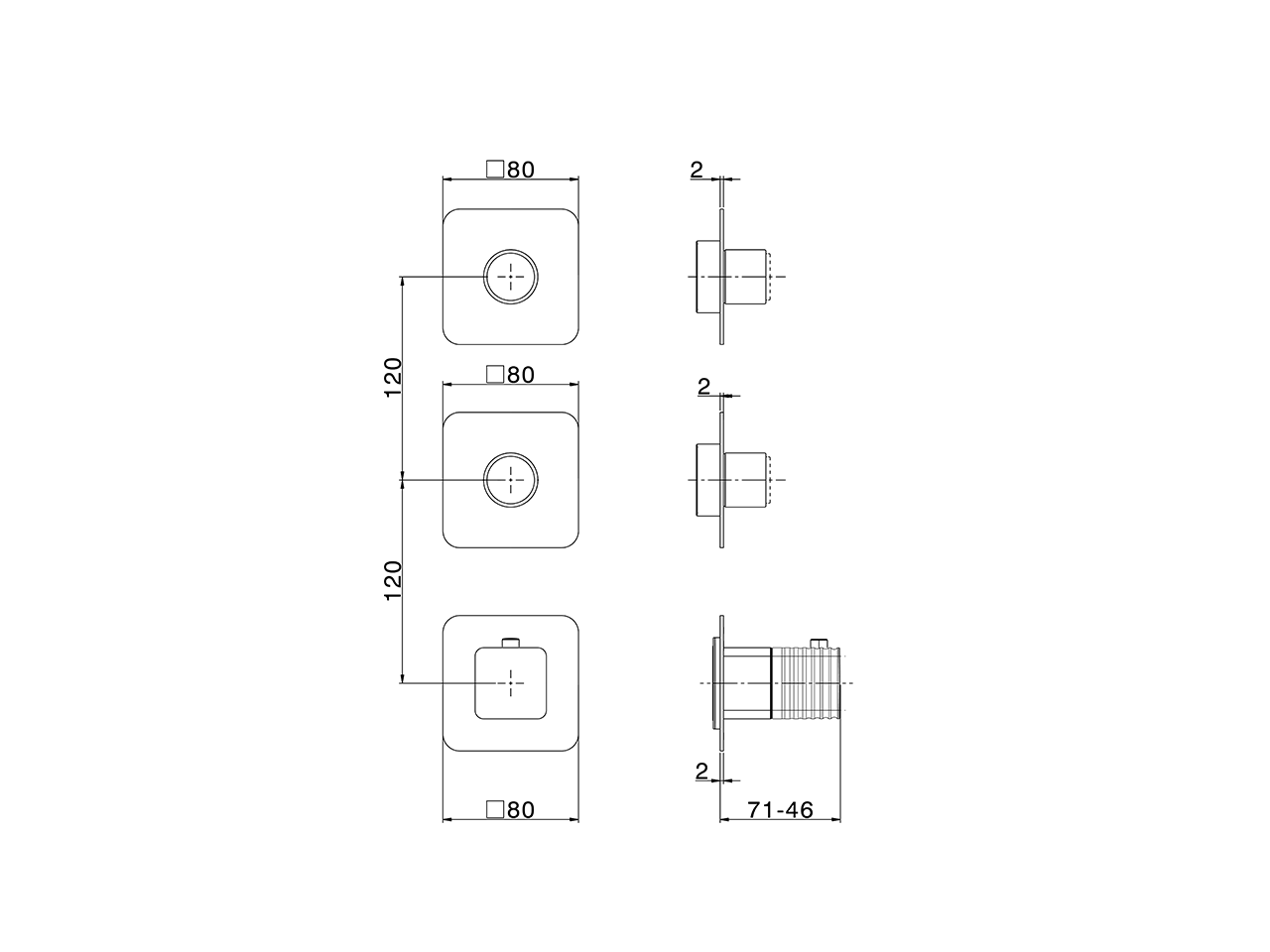 Parte esterna termo doccia incasso 2 funzioni ARTE AURA_U30KG010 - v1