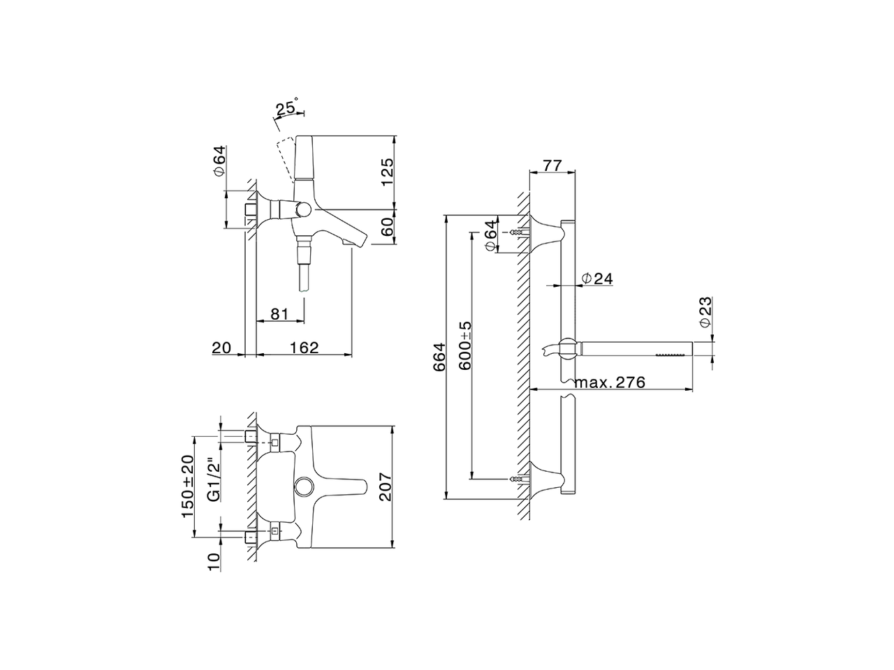 Miscelatore monocomando vasca completo VITA_VI000064 - v1