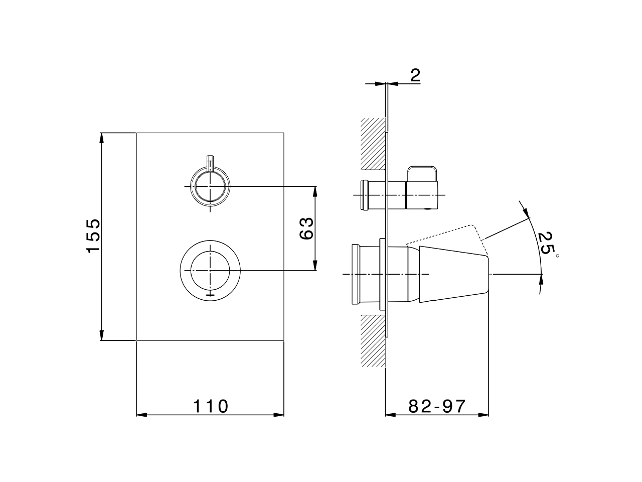 Parte esterna monocomando vasca-doccia incasso VITA_VI002300 - v1