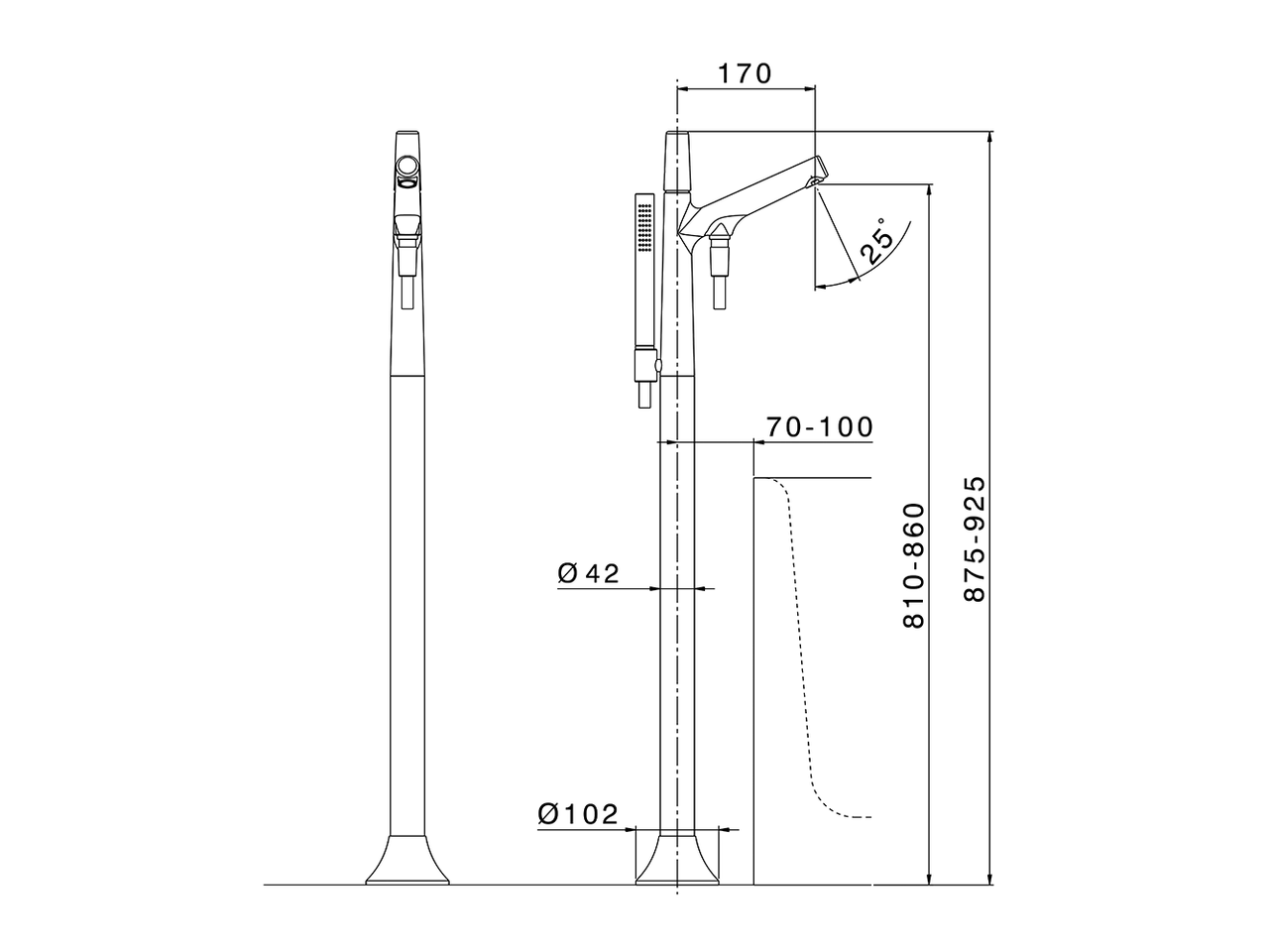Parte esterna monocomando vasca a pavimento VITA_VI014200 - v1