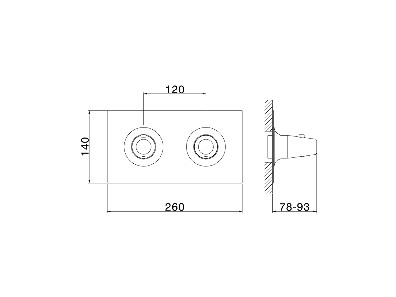 Parte esterna termostatico doccia incasso 2 uscite VITA_VI019140 - v1