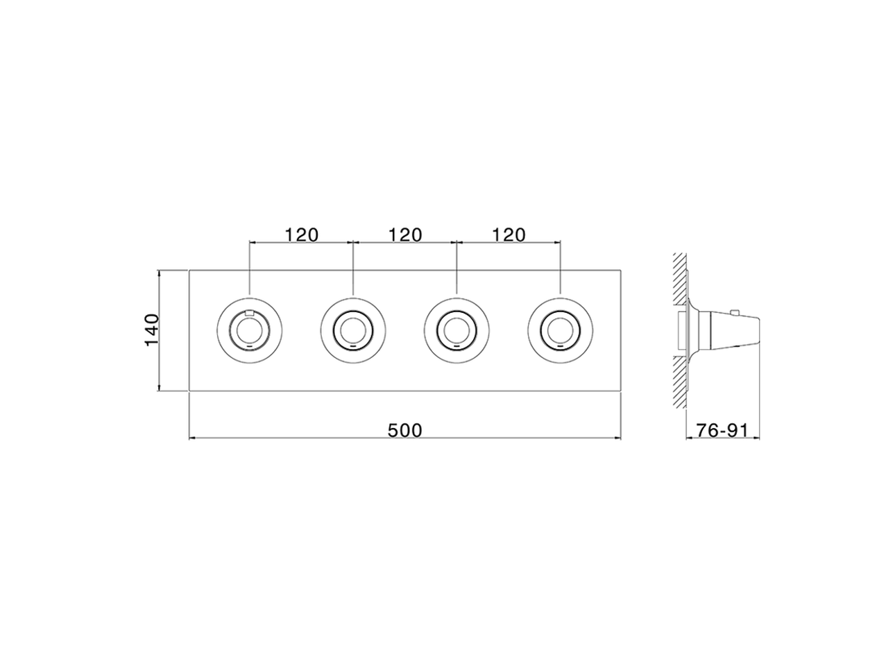 Parte esterna termo doccia incasso 3 funzioni WELLNESS_VI01R300 - v1