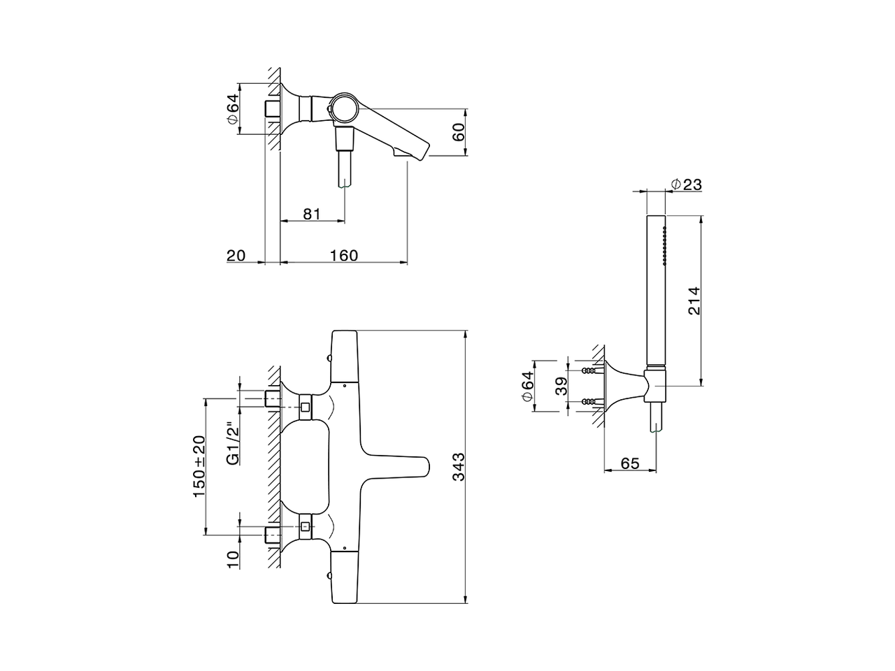 Miscelatore termostatico vasca completo VITA_VID21010 - v1