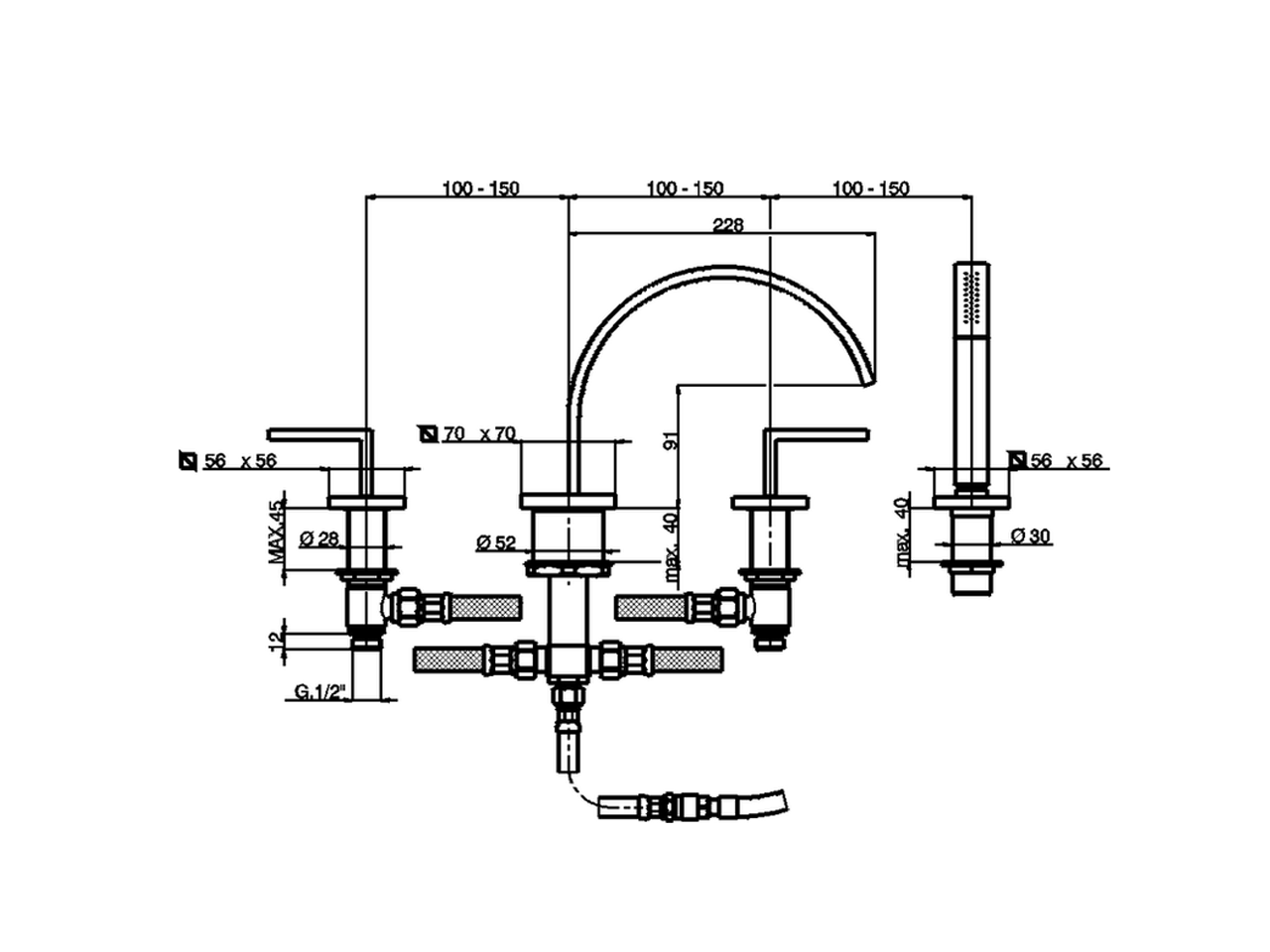 Miscelatore bordo vasca 4 fori WAVE_WA000261 - v1