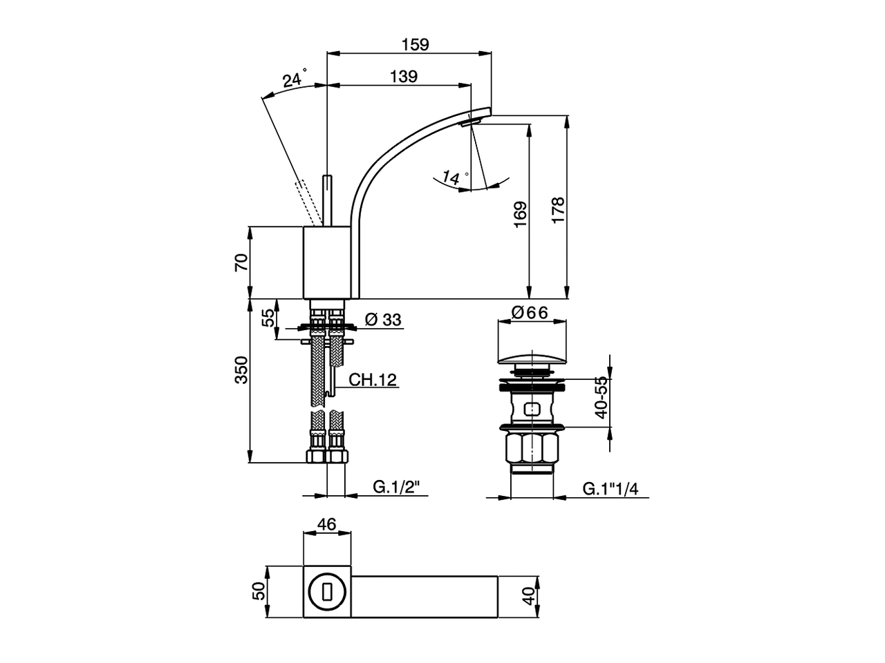 Miscelatore monocomando lavabo WAVE_WA000512 - v1