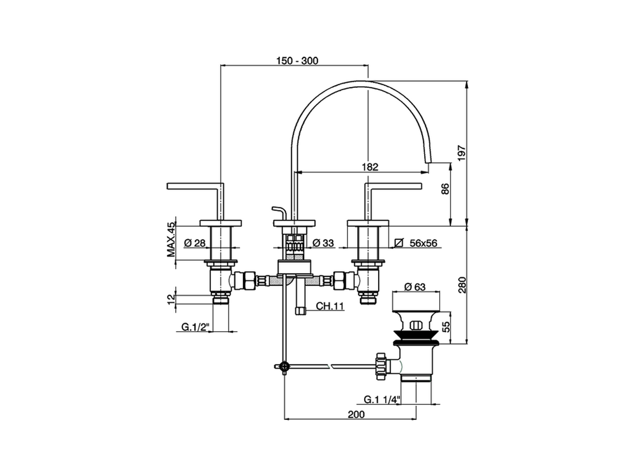 Miscelatore lavabo 3 fori WAVE_WA001060 - v1