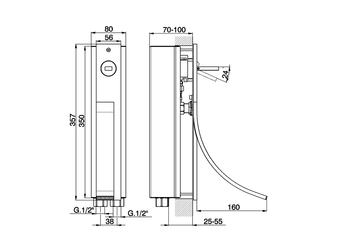 Miscelatore monocomando lavabo a parete verticale WAVE_WA003511 - v1
