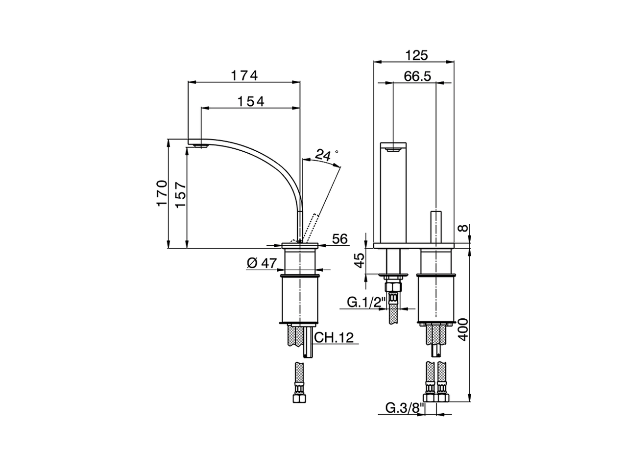 Miscelatore monocomando lavabo 2 fori WAVE_WA006520 - v1