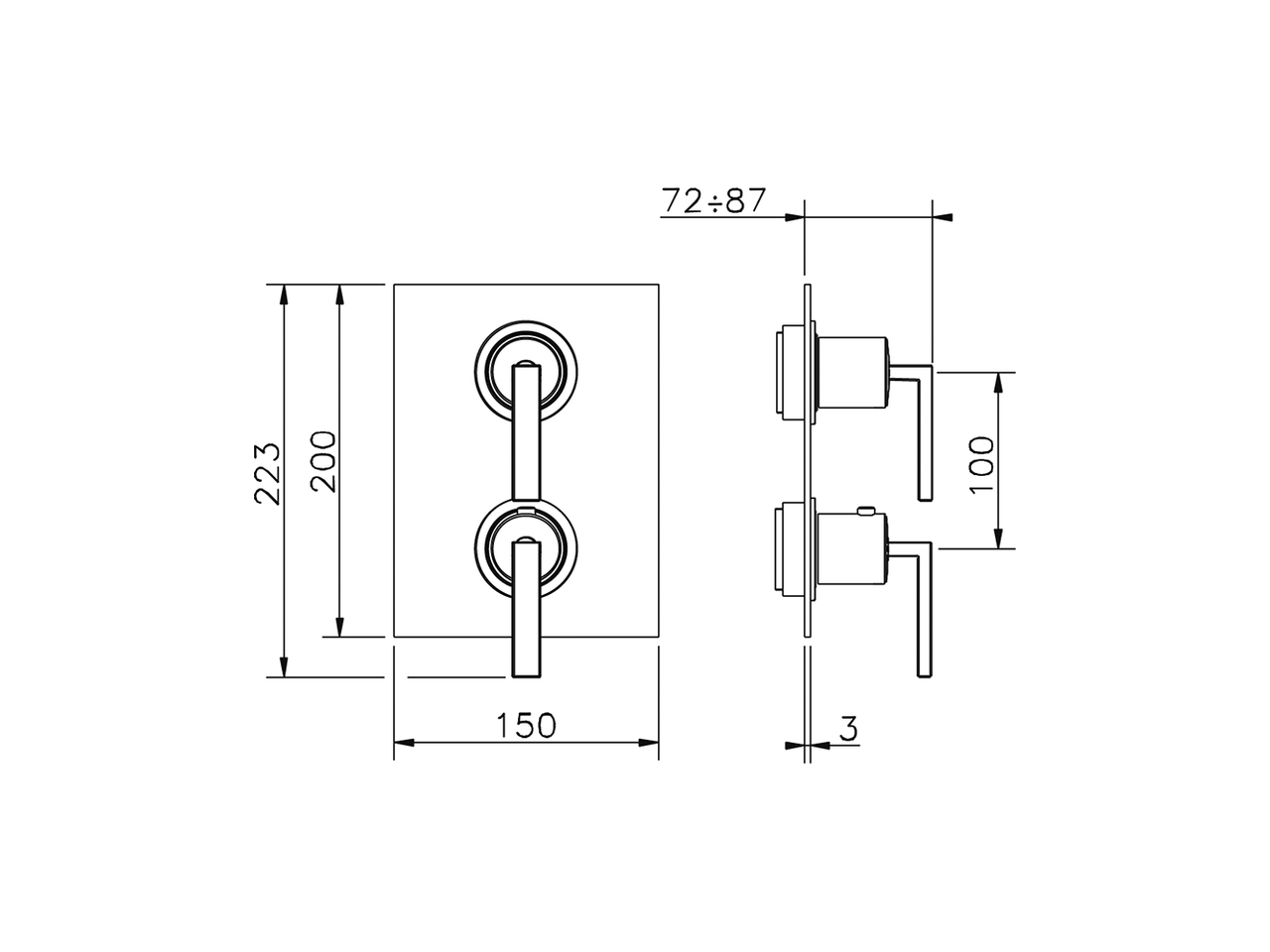 Parte esterna termostatico doccia incasso 1 uscita WAVE_WA009300 - v1