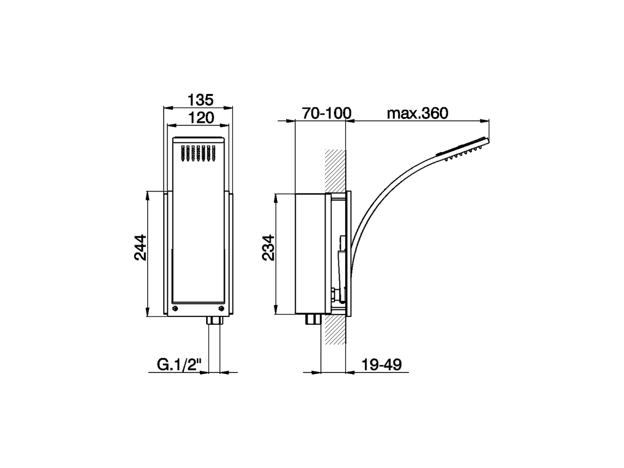 Braccio doccia con soffione integrato WAVE_WA013190 - v1