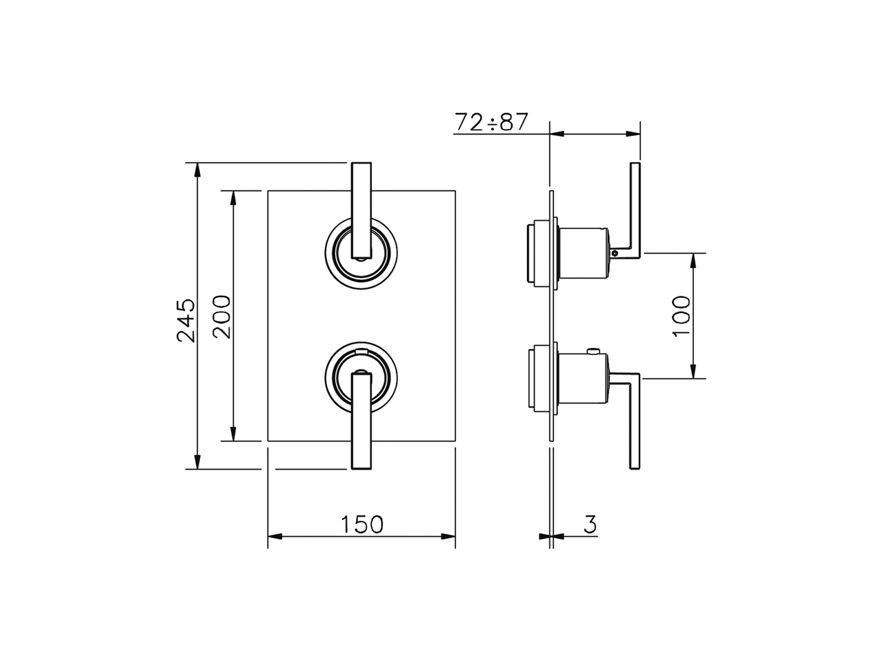 Parte esterna termostatico doccia incasso 2 uscite WAVE_WA019100 - v1