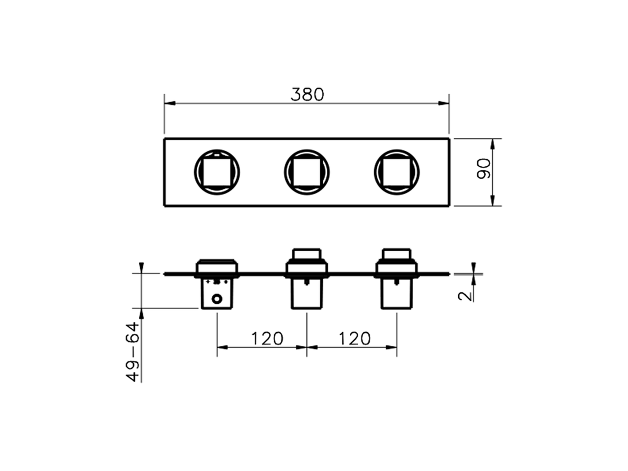 Parte esterna termo doccia incasso 2 funzioni WAVE_WE01R200 - v1