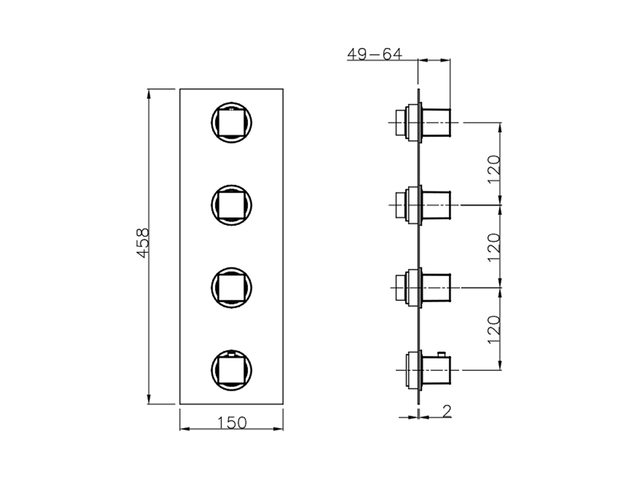 Parte esterna termo doccia incasso 3 funzioni WAVE_WE01V300 - v1