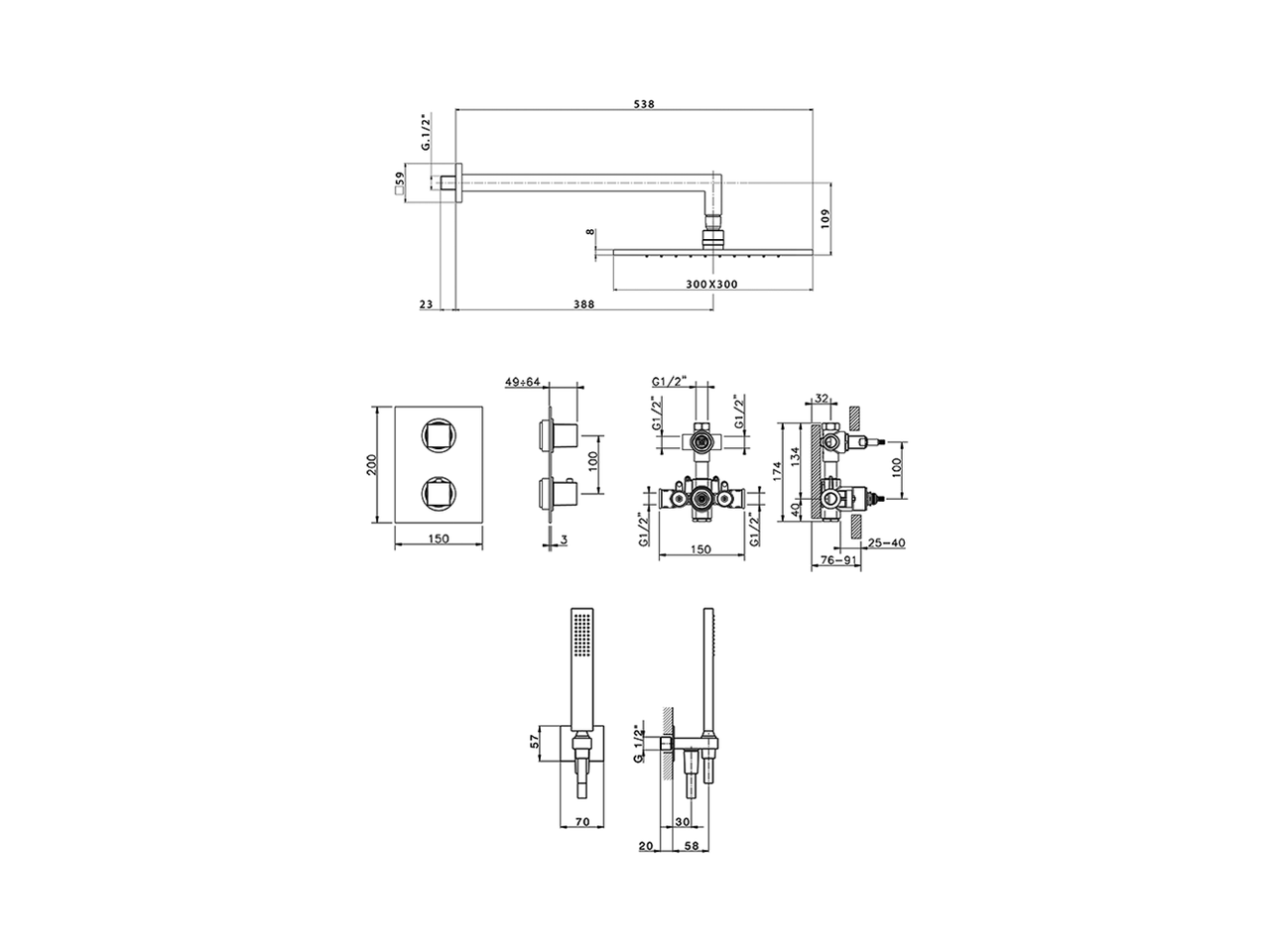 Kit completo miscelatore termostatico doc. incasso WAVE_WE0KT010 - v1