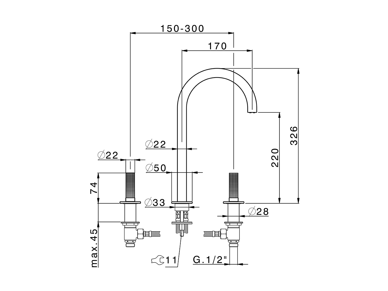Miscelatore lavabo 3 fori NUANCE X32_X1001040 - v1