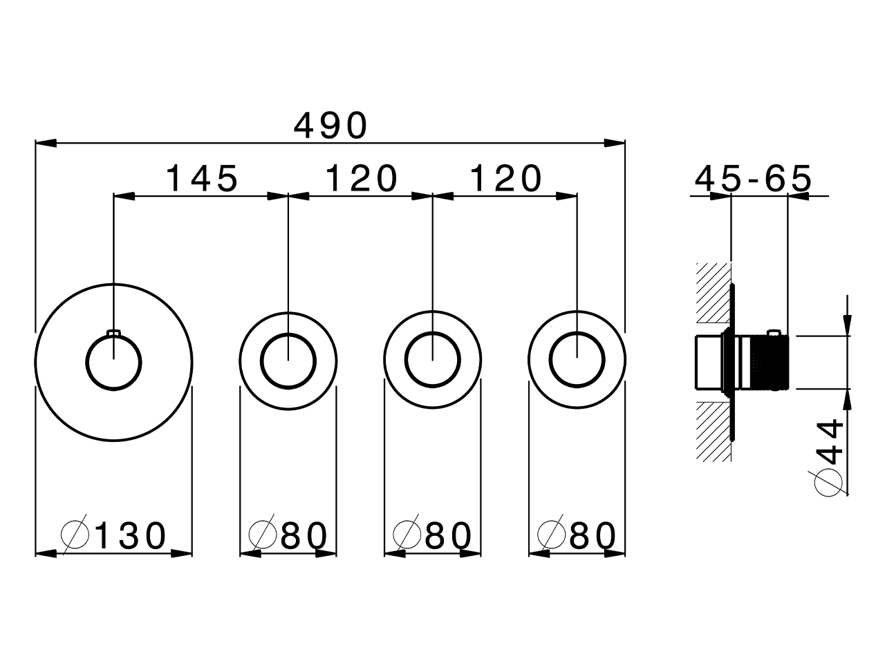 Parte esterna termo doccia incasso 3 funzioni NUANCE X32_X100R300 - v1