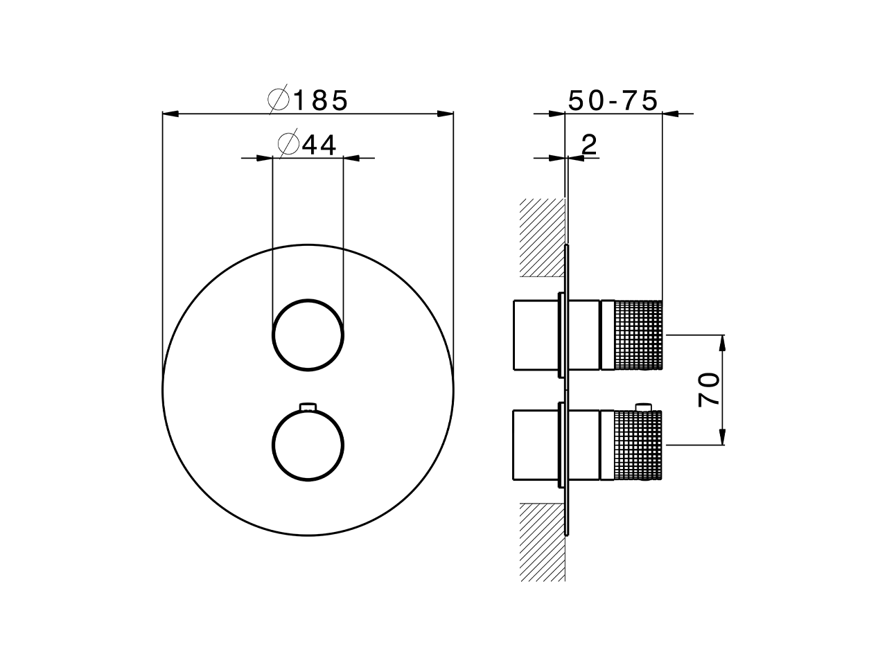 Parte esterna termostatico doccia incasso 2 uscite NUANCE X32_X1018100 - v1
