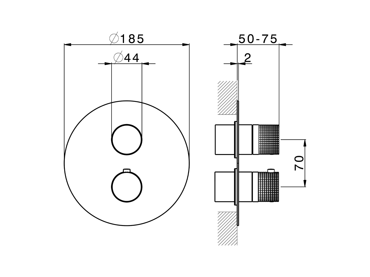Parte esterna termostatico doccia incasso 3 uscite NUANCE X32_X1018200 - v1