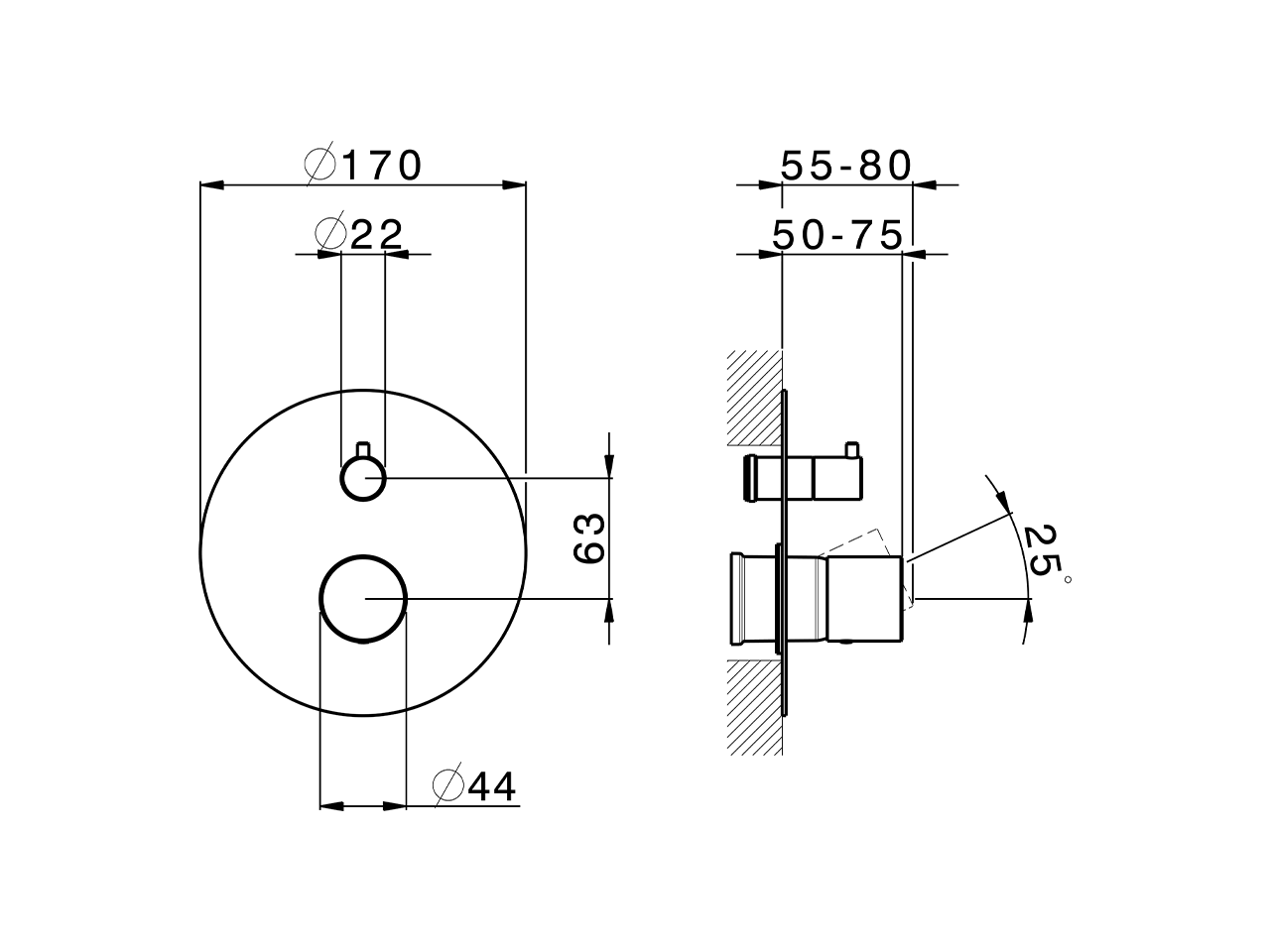 Parte esterna monocomando vasca-doccia incasso SMOOTH X32_X3002300 - v1