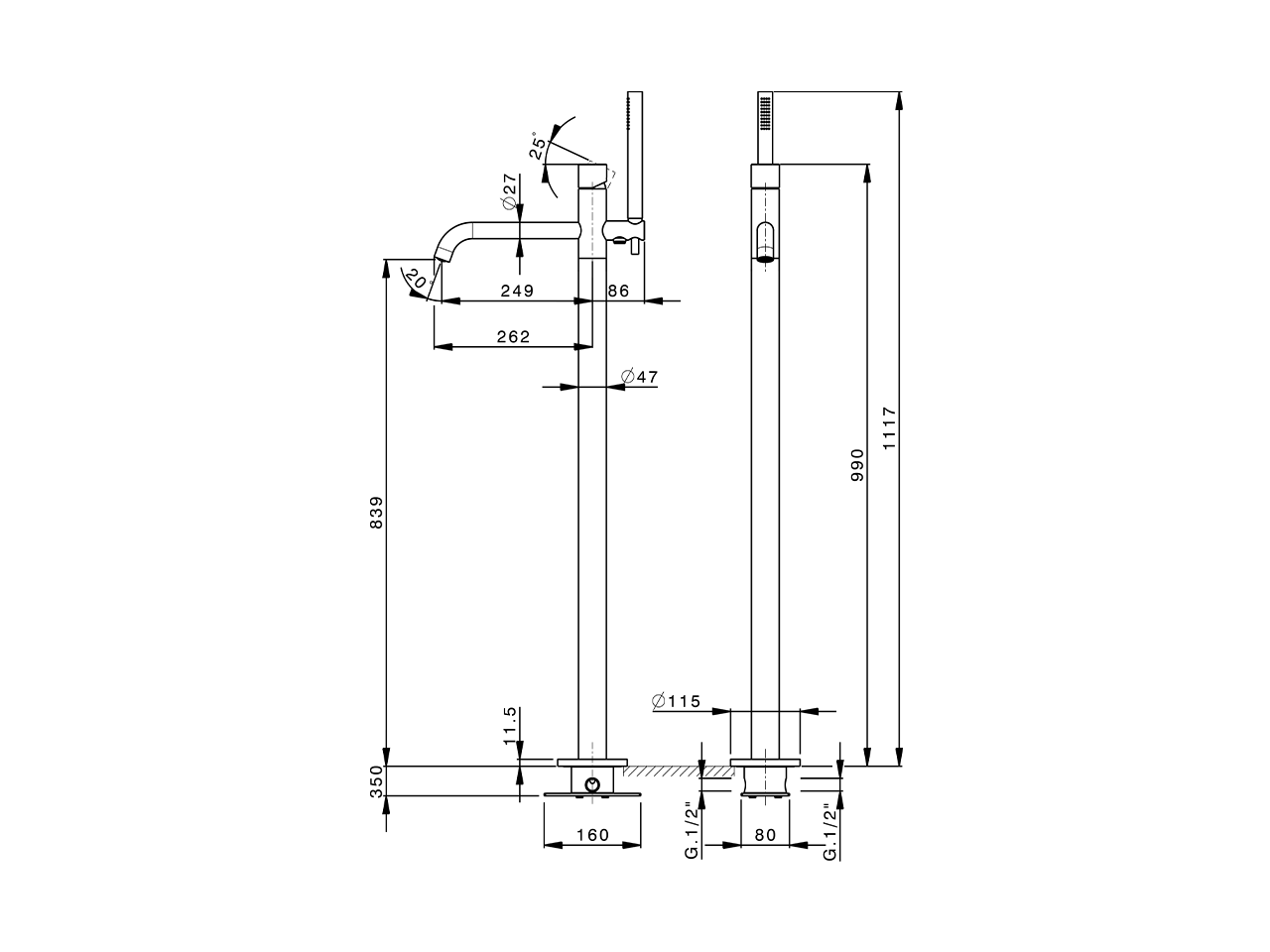 Miscelatore monocomando vasca a pavimento SMOOTH X32_X3004204 - v1