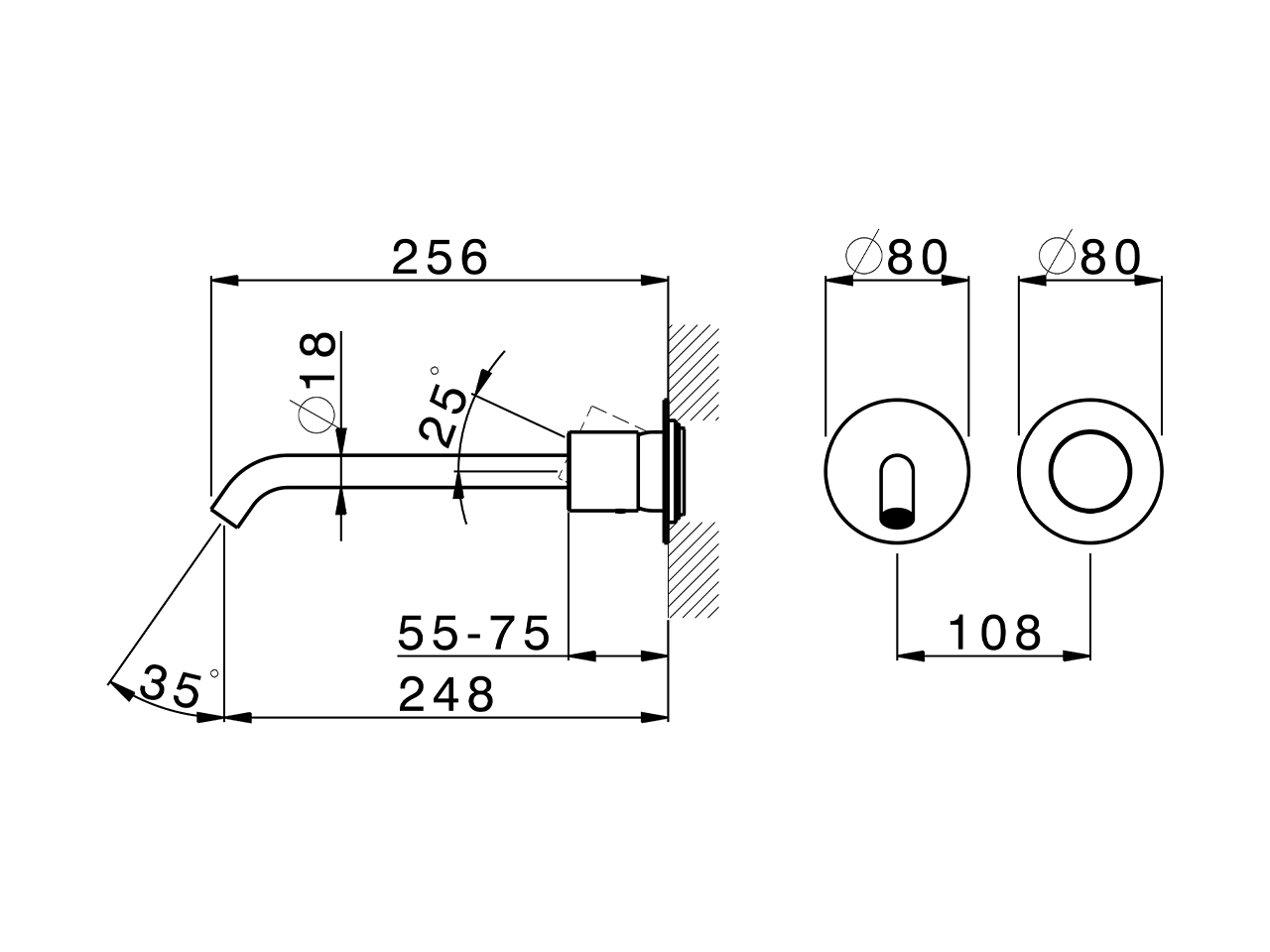 Parte esterna monocomando lavabo a parete SMOOTH X32_X3005511 - v1