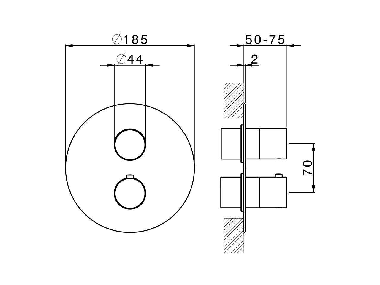 Parte esterna termostatico doccia incasso 3 uscite SMOOTH X32_X3018200 - v1