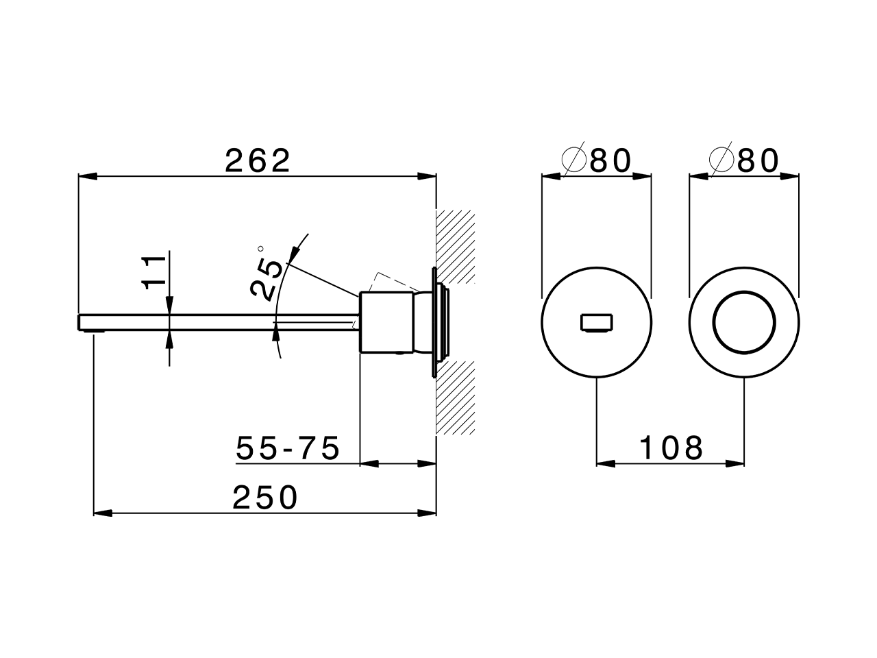 Parte esterna monocomando lavabo a parete SMOOTH X32_X4005511 - v1