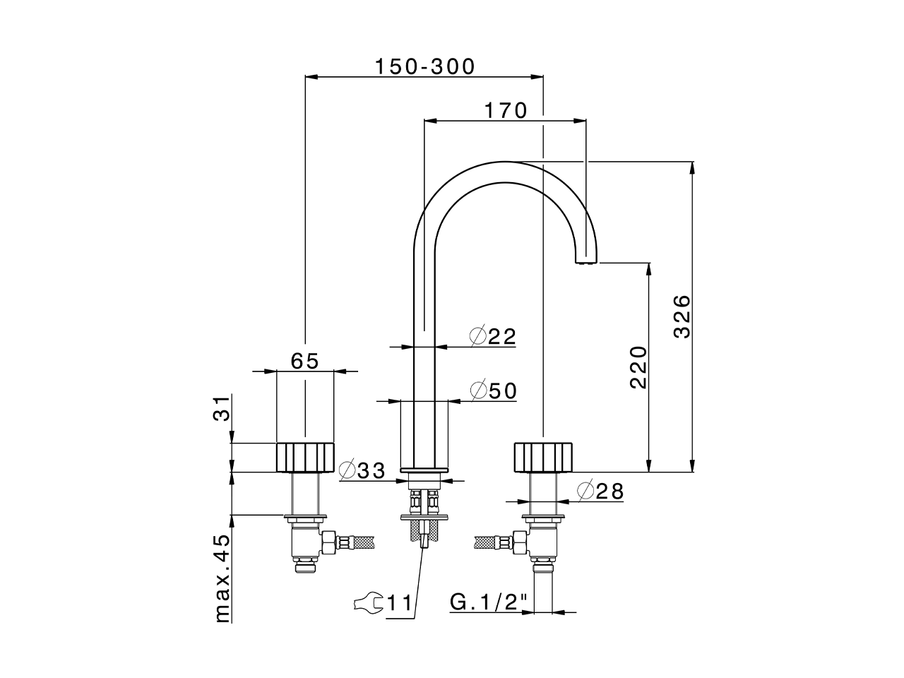 Miscelatore lavabo 3 fori MARBLE X32_X5001040 - v1
