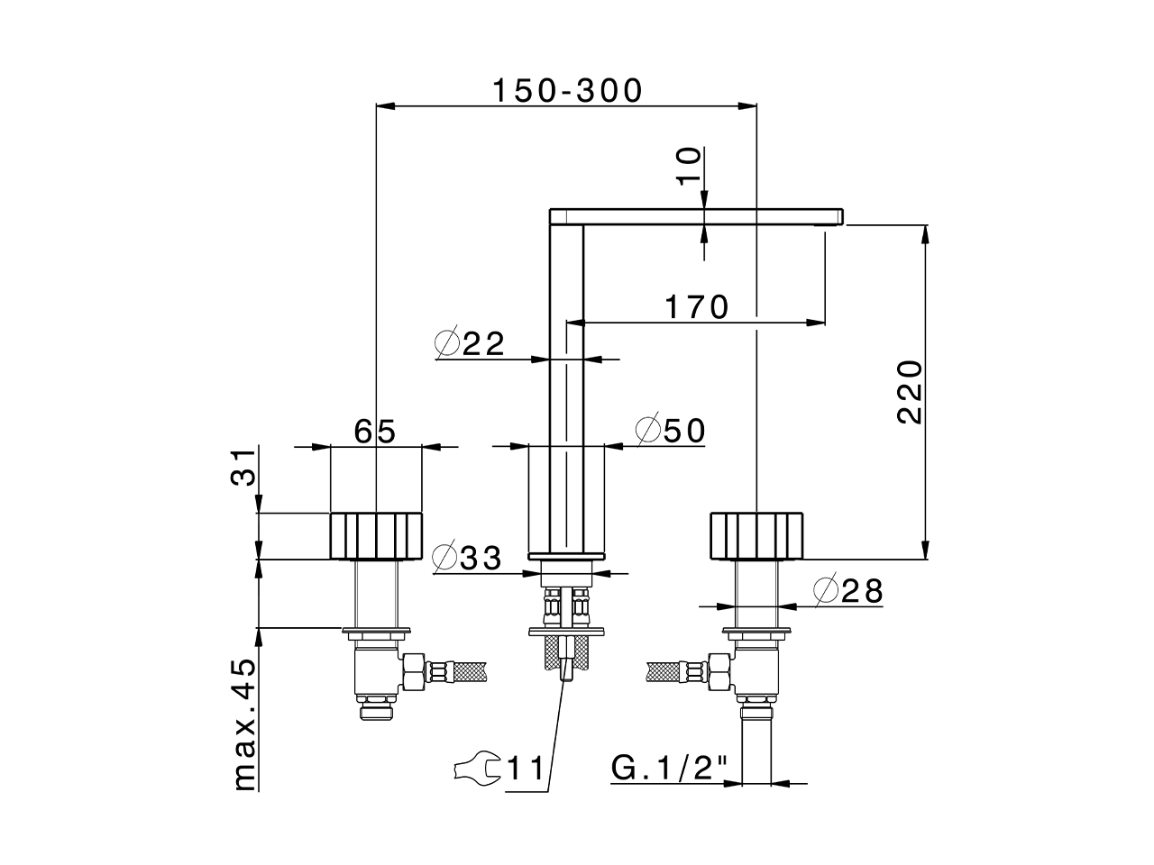 Miscelatore lavabo 3 fori MARBLE X32_X6001040 - v1