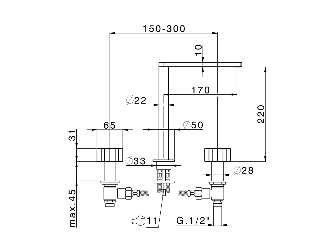 Miscelatore lavabo 3 fori MARBLE X32_X6001040 - v1