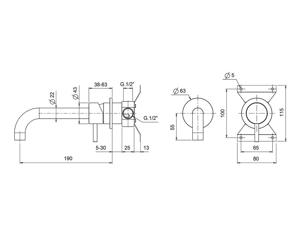 Miscelatore monocomando lavabo a parete XION_XI002510 - v1