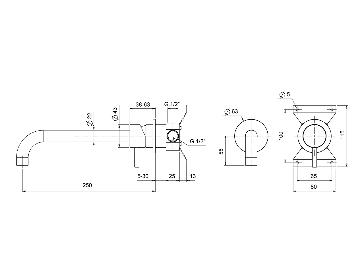 Miscelatore monocomando lavabo a parete XION_XI002511 - v1