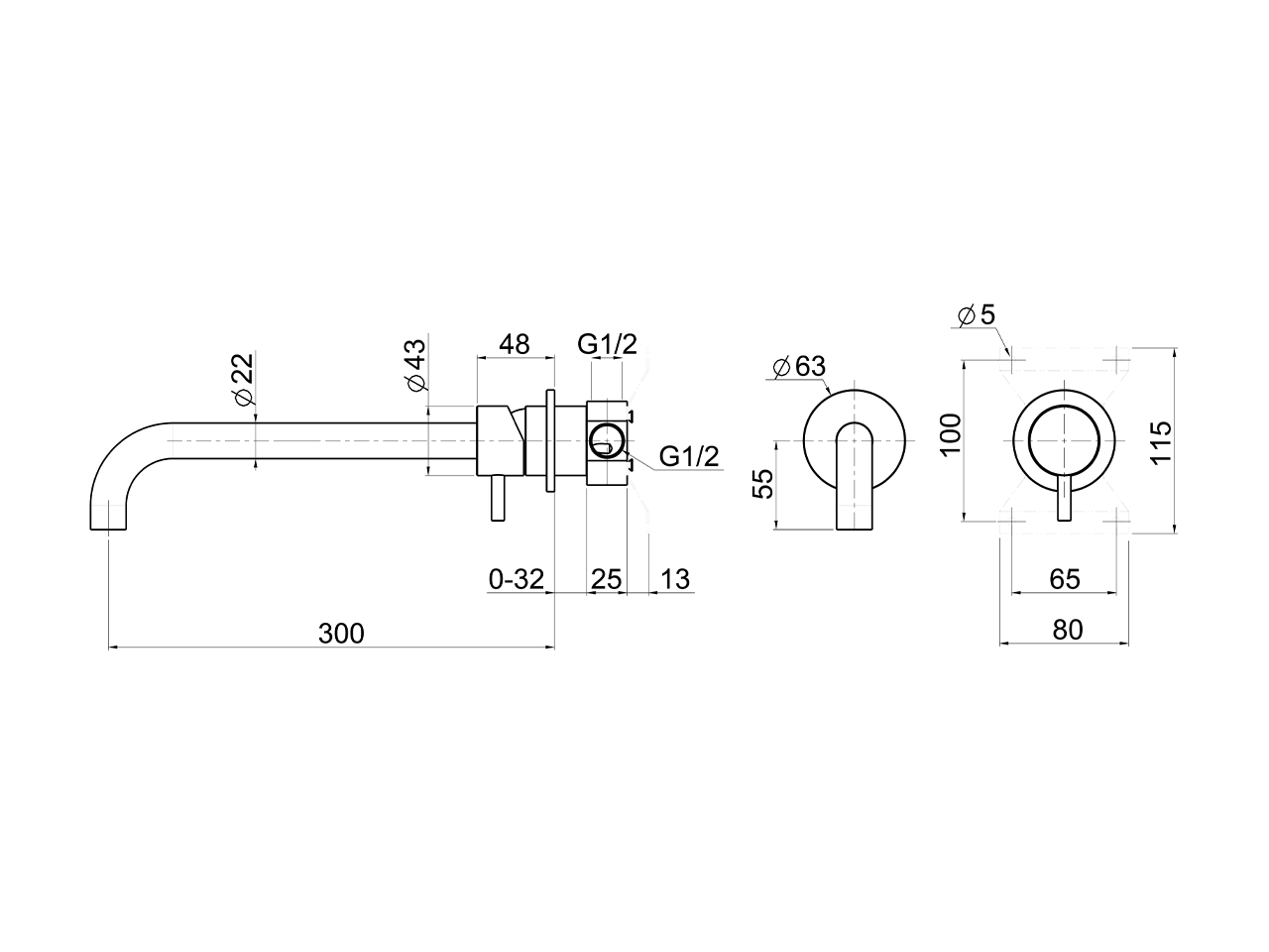 Miscelatore monocomando lavabo a parete XION_XI002512 - v1