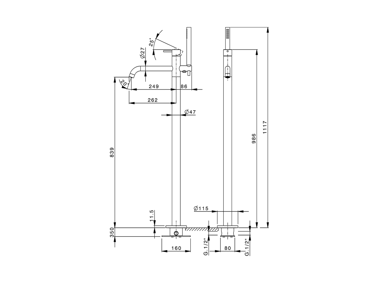 Miscelatore monocomando vasca a pavimento XION_XI004204 - v1