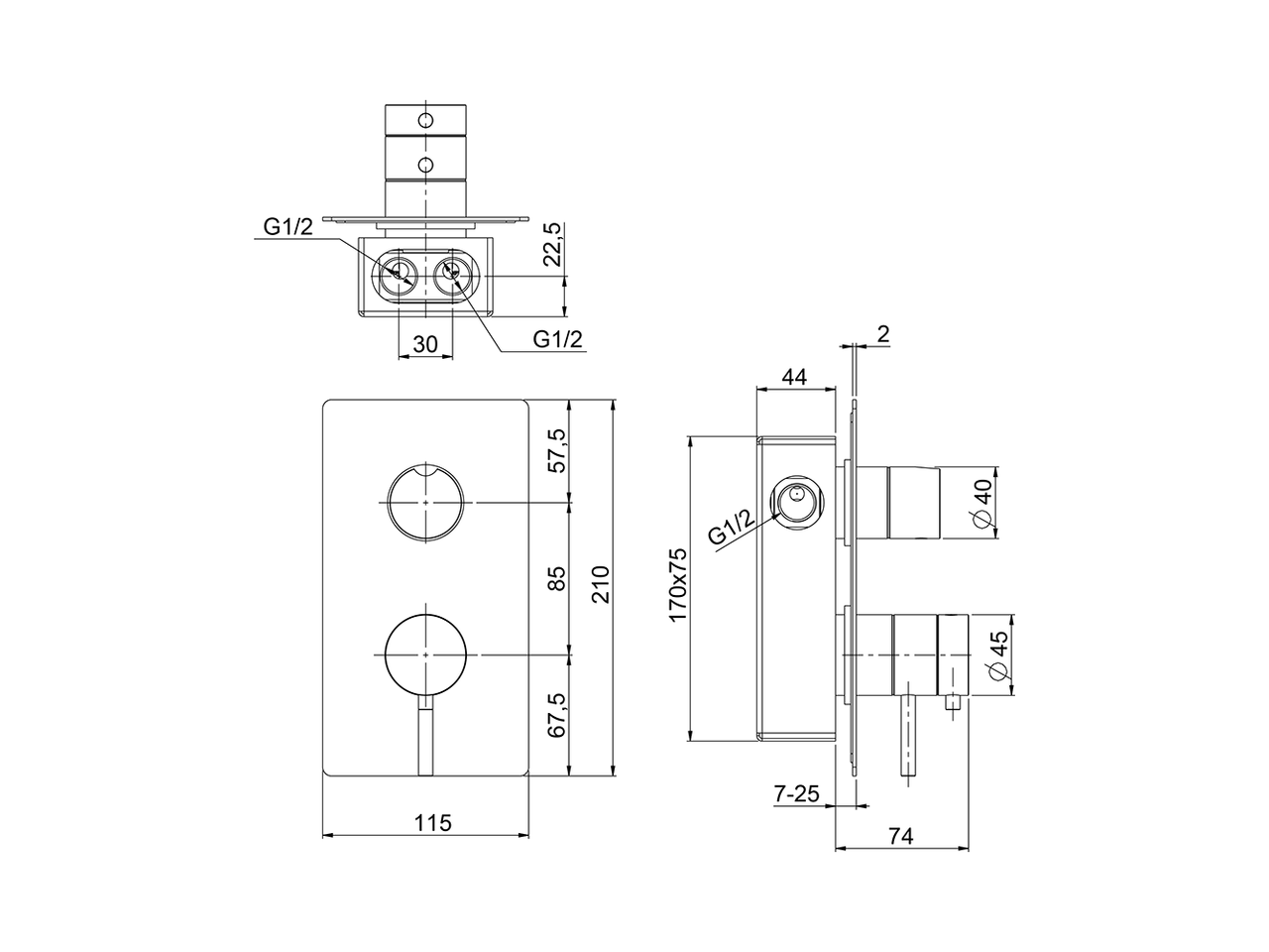 Miscelatore termostatico doccia incasso 2 uscite XION_XI008104 - v1
