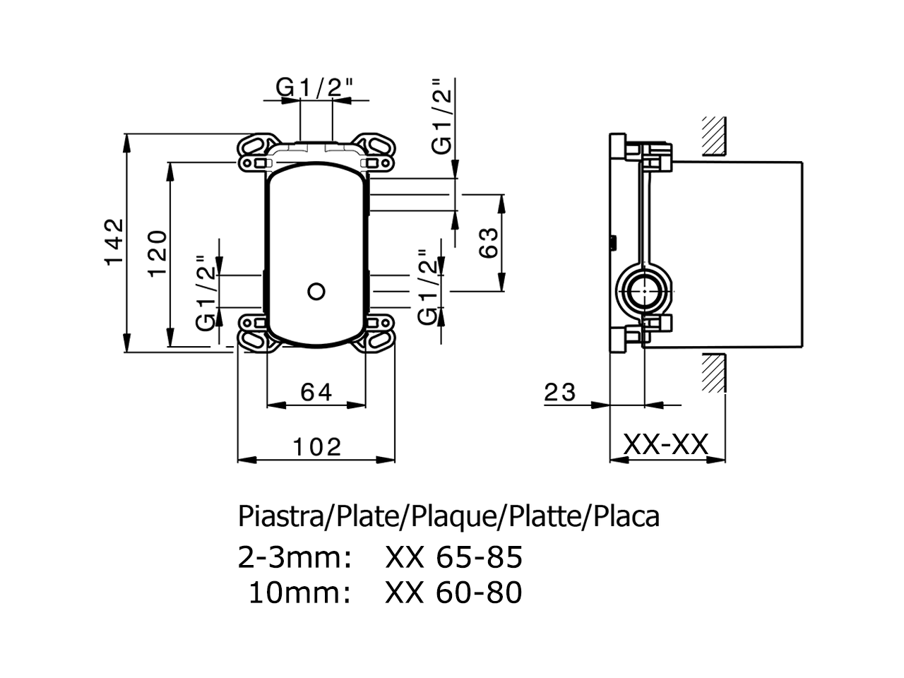 Parte incasso monocomando vasca-doccia Easy-Box INCASSO_ZA000230 - v1
