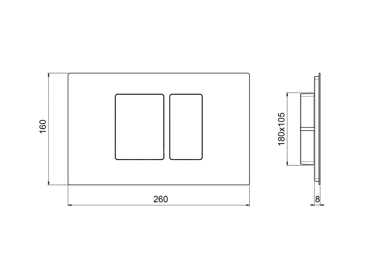 Placca di comando WC Universale inox AISI 304 COMPLEMENTI_ZA001850 - v1