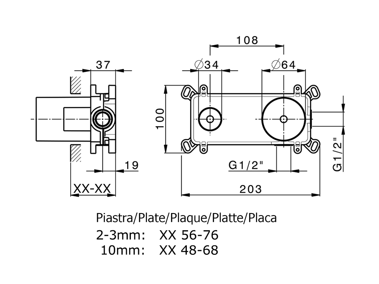 Parte incasso monocomando lavabo a parete Easy-Box INCASSO_ZA002450 - v1