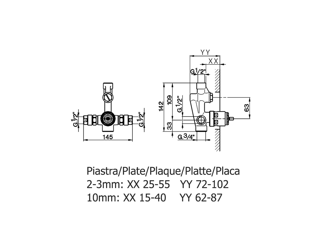 Parte incasso monocomando vasca-doccia INCASSO_ZA004210 - v1