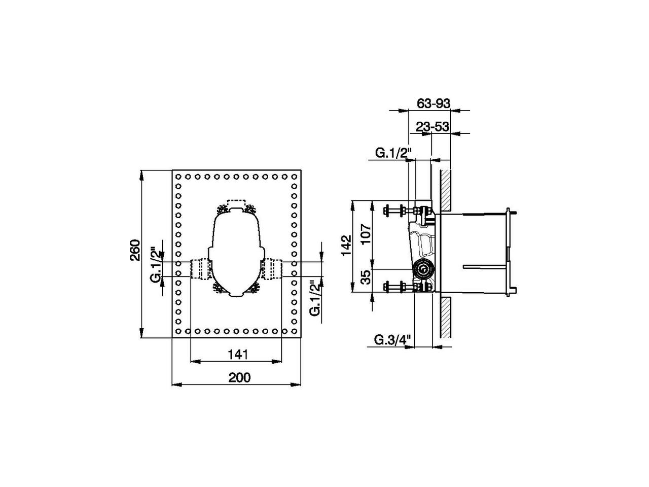 Parte incasso monocomando vasca-doccia INCASSO_ZA004213 - v1