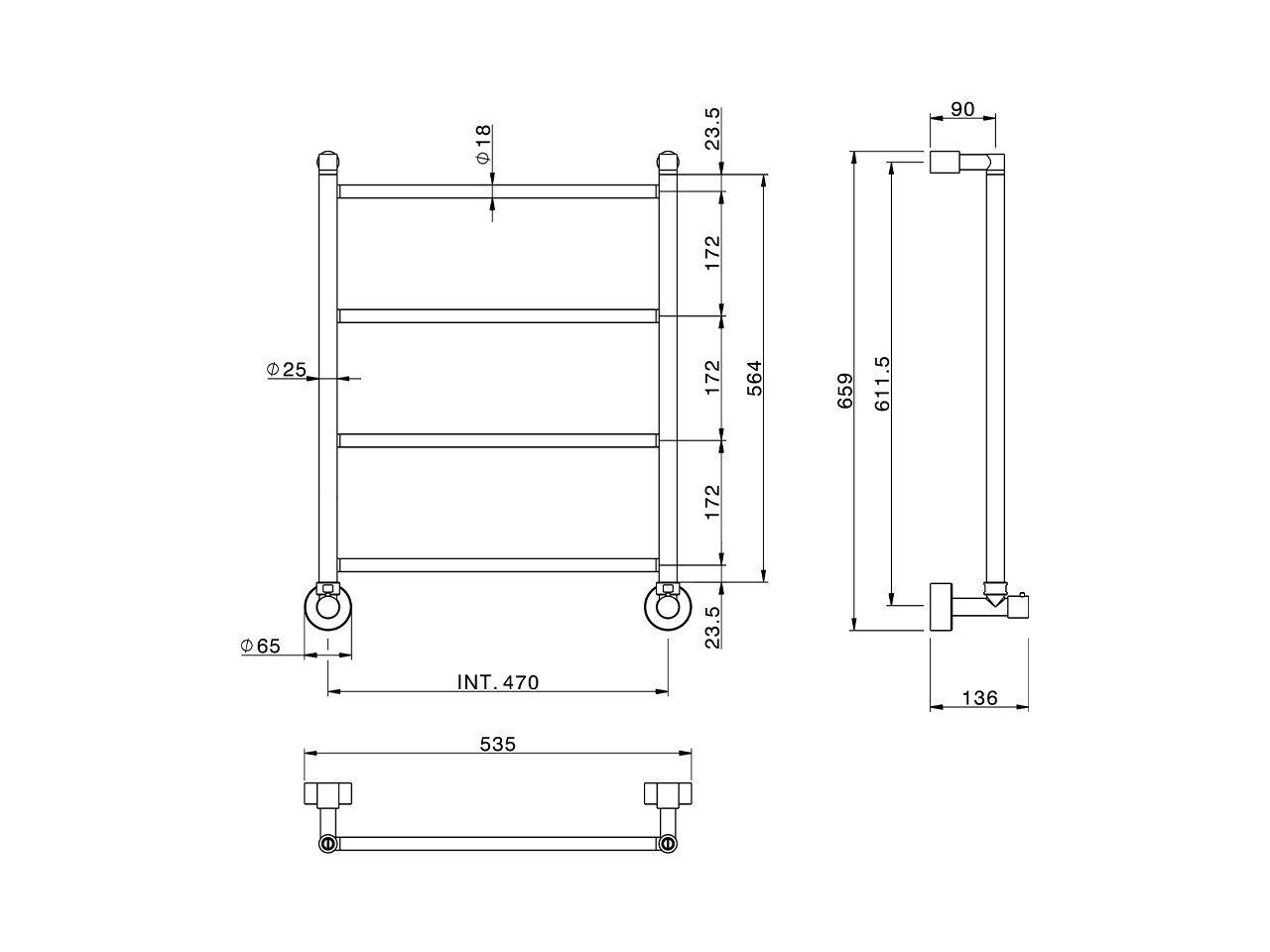 Scaldasalviette fisso Ø18 mm ACCESSORI BAGNO_ZA004920 - v1