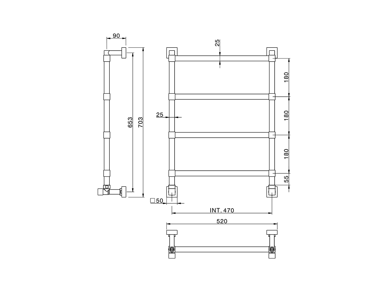 Scaldasalviette fisso componibile Ø25 mm ACCESSORI BAGNO_ZA004930 - v1
