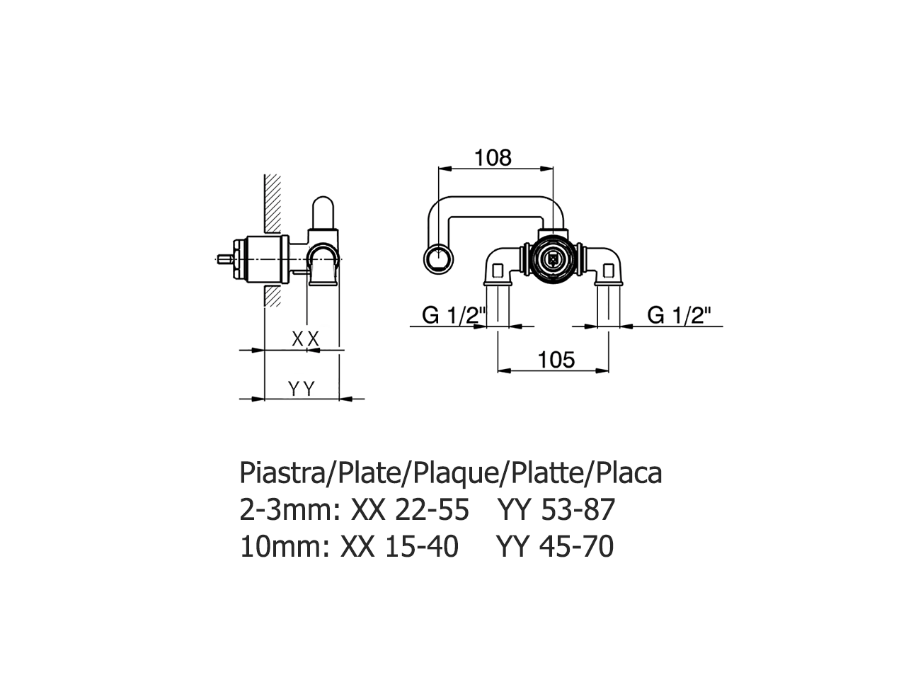 Parte incasso monocomando lavabo a parete INCASSO_ZA006510 - v1