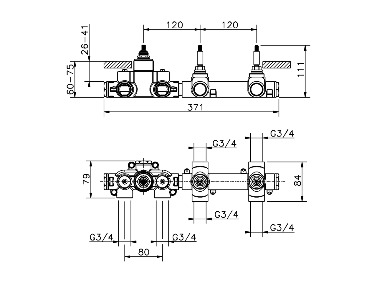 Parte incasso termostatico 2 funzioni INCASSO_ZA01R200 - v1