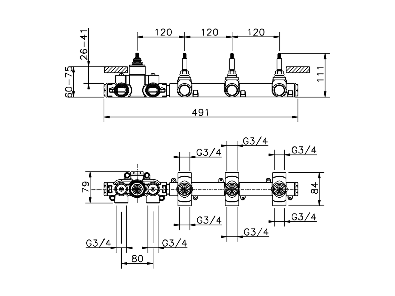 Parte incasso termostatico 3 funzioni INCASSO_ZA01R300 - v1