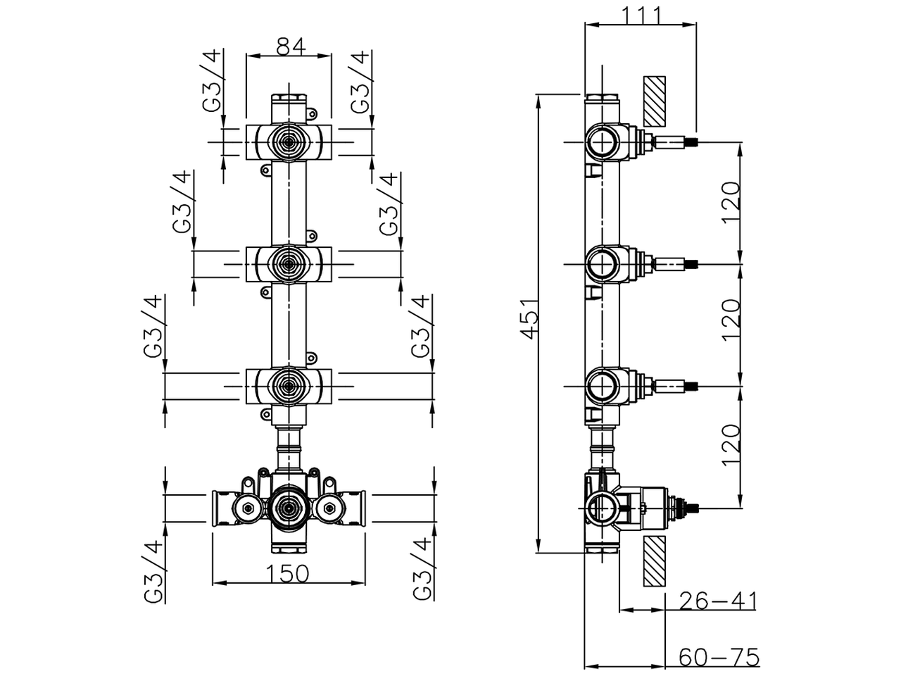 Parte incasso termostatico 3 funzioni INCASSO_ZA01V300 - v1