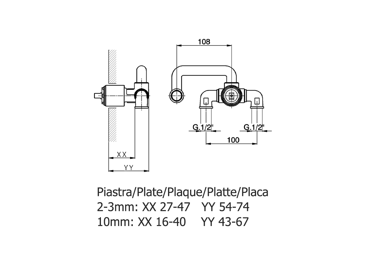 Parte incasso monocomando lavabo a parete INCASSO_ZA025510 - v1
