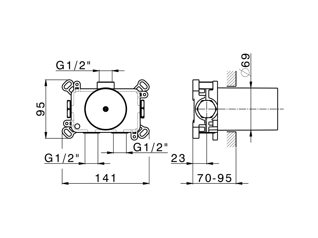 Parte incasso termostatico PUSH&SHOWER_ZA0G1000 - v1