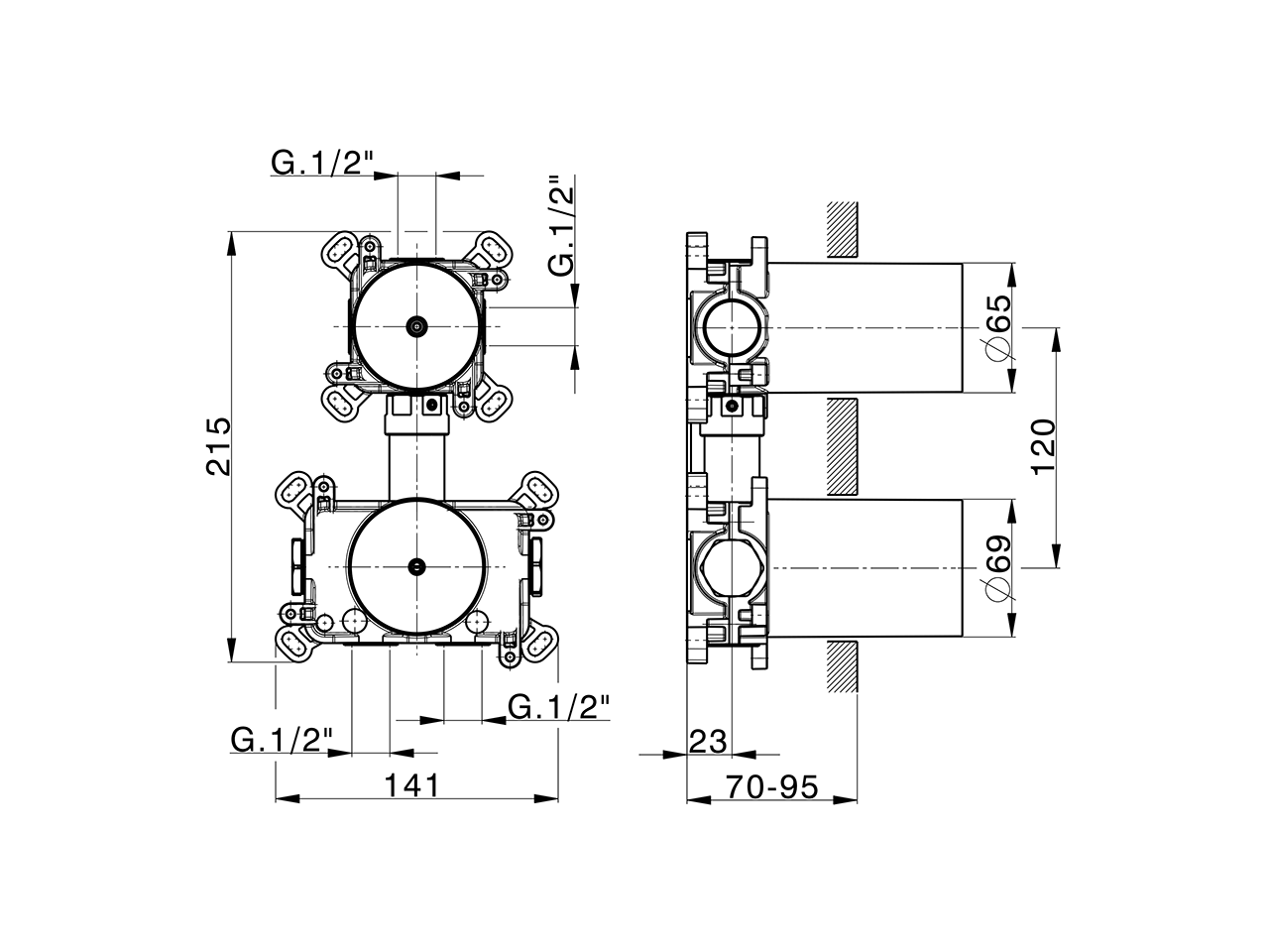 Parte incasso termostatico 2 uscite INCASSO_ZA0G22V0 - v1